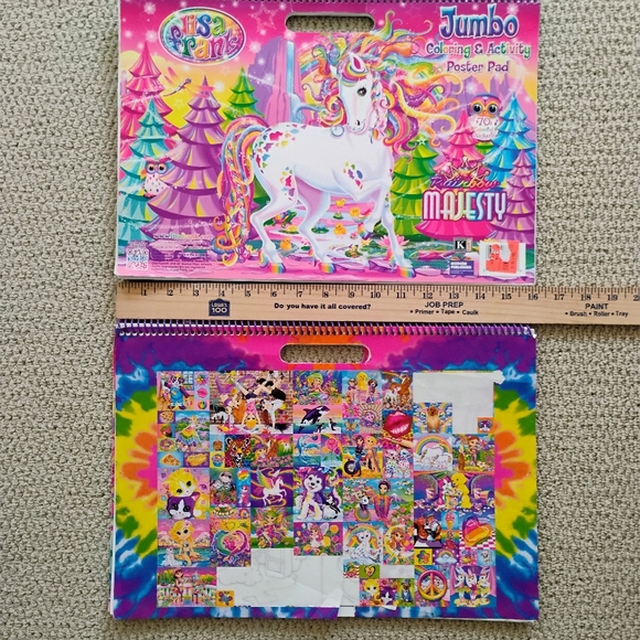 TWO Lisa Frank Jumbo Adult Coloring Activity Sticker Books Rainbow Majesty USED - Picture 4 of 16